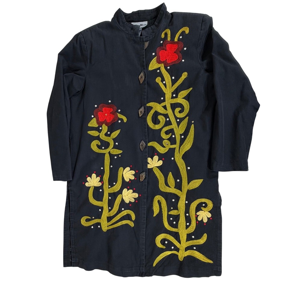 Indigo Moon Jacket Size Medium Button Front Black… - image 6